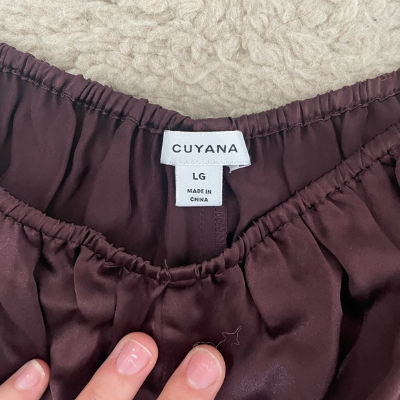 Cuyana Washable Charmeuse Wide Leg Crop Pants in Plum, Size L - Picture 5 of 7
